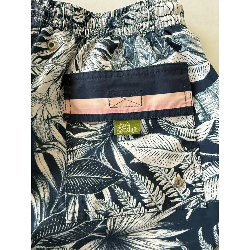 Agua Bendita Men’s Swim Trunks Joe Hawaiian Print Size 34